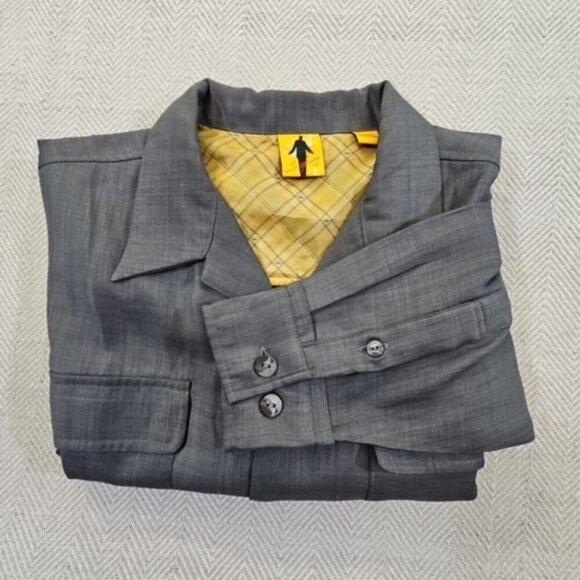 Steve Harvey Shirt Men's Large Gray Button Up Rayon Flip Cuff 2 Pockets EUC - Picture 15 of 15